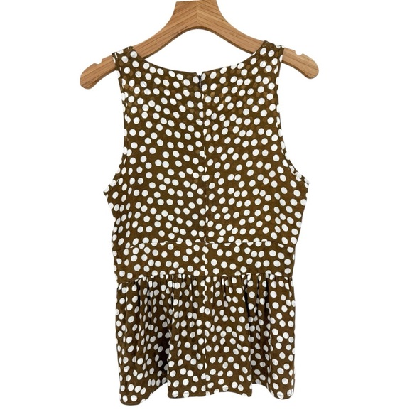 J. Crew Princess Cut Peplum Jacquard Dot Sleeveless Top Romantic Pecan Ivory 6 - Picture 3 of 12